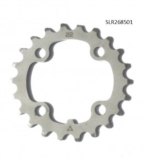 Stronglight Bicycle CHAINRING - MTB "STRONGLIGHT", 22T, S/Steel Silver - 64mm BCD, 4 Hole for 9 Spd