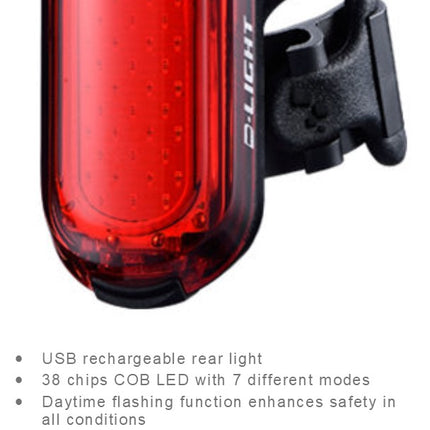 D-Light 7-Function Rear Bicycle Light - 38 COB, 20 Lumens