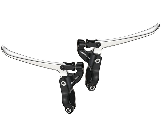 BRAKE LEVERS - Tektro Brake Lever For Flat Bar Road, 3 Finger Type, 22.4mm Clamp, For Caliper or Mini V Brakes, Alloy, Silver/Black (Sold In Pairs) (FL750)