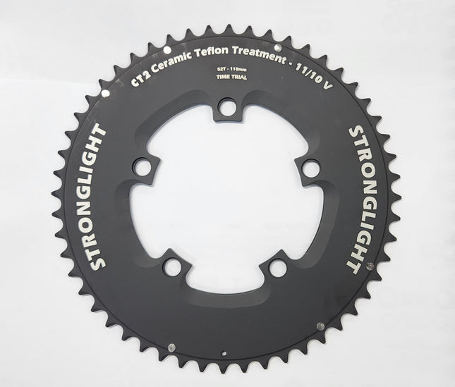 Stronglight Bicycle CHAINRING - STRONGLIGHT, CLM - TIME TRIAL PLATEAU STANDARD TYPE S / TT (CLM) 7075-T6 CT² (BLACK) 11/10 speed, 110BCD, 52T, 5 branches
