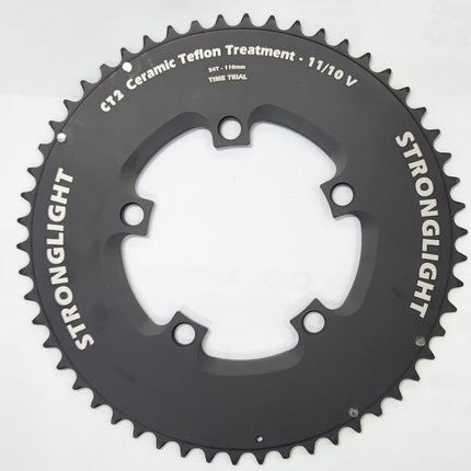 Stronglight Bicycle CHAINRING - CLM - TIME TRIAL PLATEAU STANDARD TYPE S / TT (CLM) 7075-T6 CT² (BLACK) 11/10 speed, 110BCD, 54T, 5 branches