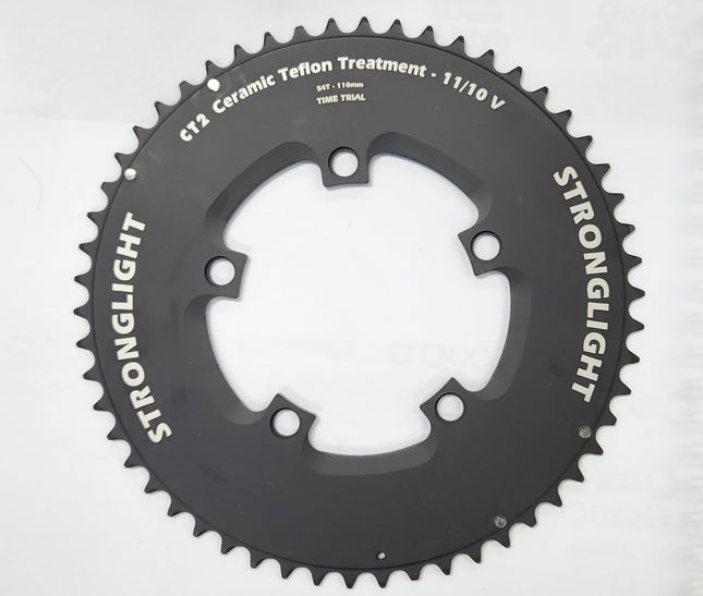 Stronglight Bicycle CHAINRING - CLM - TIME TRIAL PLATEAU STANDARD TYPE S / TT (CLM) 7075-T6 CT² (BLACK) 11/10 speed, 110BCD, 54T, 5 branches