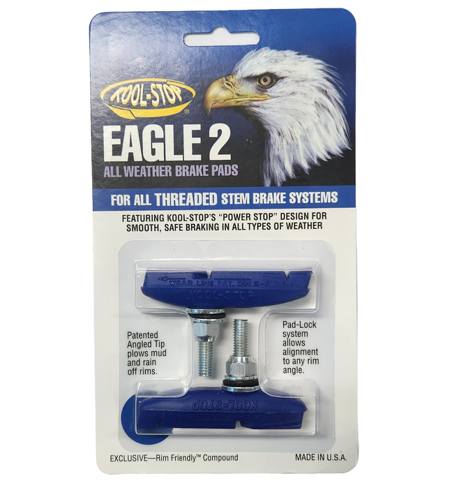 Kool Stop Eagle 2 Threaded Bicycle Rim Brake Pads - Blue