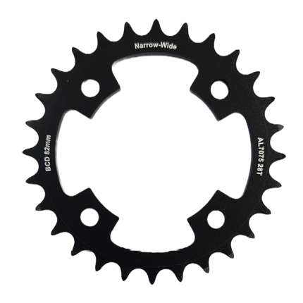 Pro Series 28T Narrow-Wide Bicycle Chainring - 82mm BCD Black