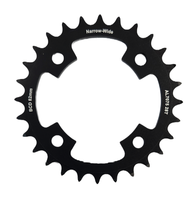 Pro Series 28T Narrow-Wide Bicycle Chainring - 82mm BCD Black