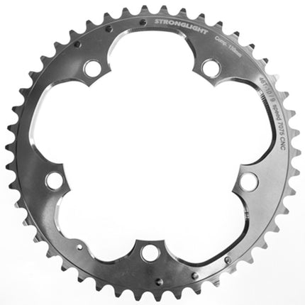 Stronglight Bicycle CHAINRING - ROAD "STRONGLIGHT", 46T, 7075 CNC Silver - 130mm BCD, 5 Hole for 9/10 Spd