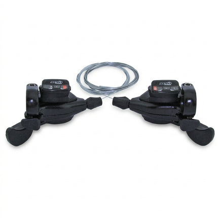 Sunrace SHIFTER SET - Right Hand 9 Speed, Left Hand 3 Speed, Thumb Tap Dual Trigger, Black