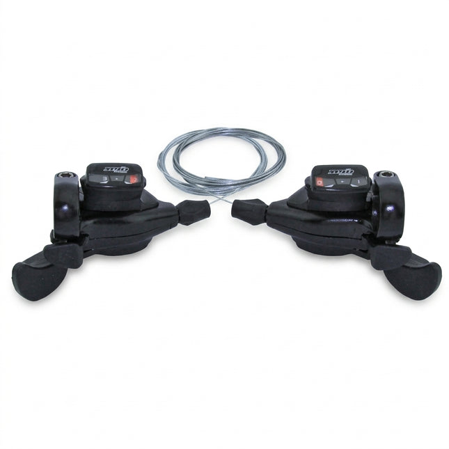 Sunrace SHIFTER SET - Right Hand 9 Speed, Left Hand 3 Speed, Thumb Tap Dual Trigger, Black