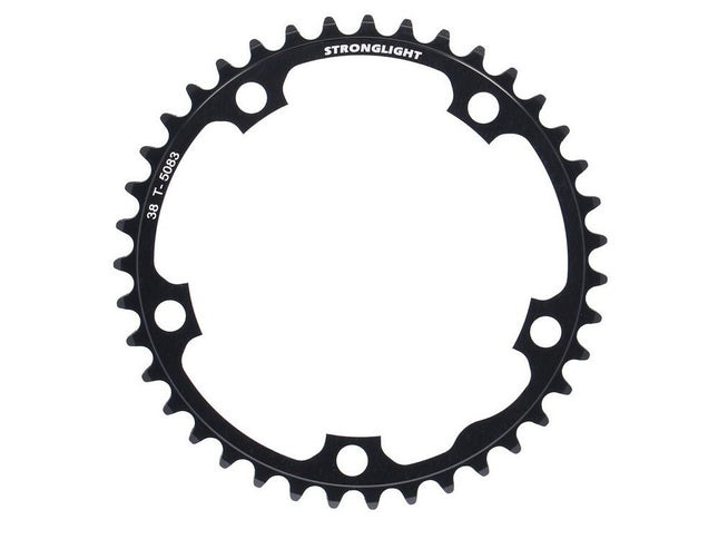Stronglight Bicycle ROAD CHAINRING, STANDARD TYPE S - 5083 BLACK, 9/10 speed, 130 BCD Inner. 38T, 5 arms, A Quality Stronglight product, CHAINRING - 267075