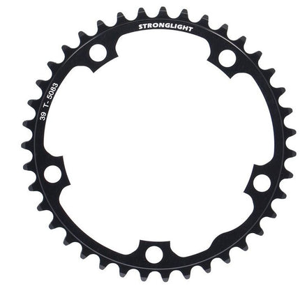 Stronglight Bicycle ROAD CHAINRING, STANDARD TYPE S - 5083 BLACK, 9/10 speed, 130 BCD Inner. 39T, 5 arms, A Quality Stronglight product, CHAINRING - 267076