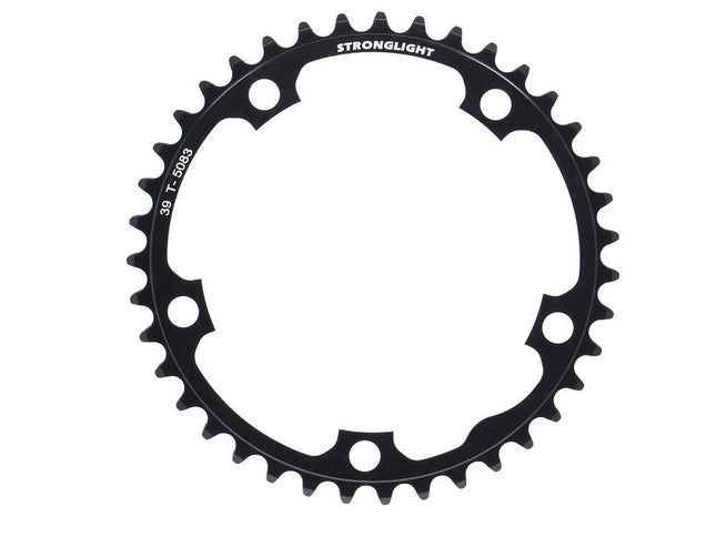 Stronglight Bicycle ROAD CHAINRING, STANDARD TYPE S - 5083 BLACK, 9/10 speed, 130 BCD Inner. 39T, 5 arms, A Quality Stronglight product, CHAINRING - 267076