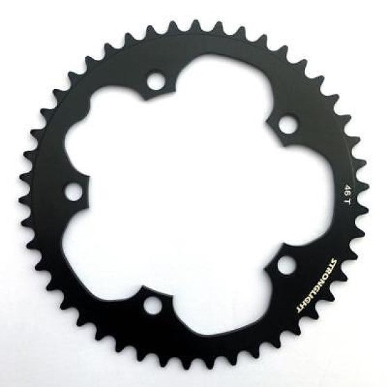 Stronglight Bicycle ROAD CHAINRING, STANDARD TYPE S - 5083 BLACK, 9/10 speed, 130 BCD Outer.46T, 5 arms, A Quality Stronglight product, CHAINRING - 267069 (Does NOT have Pickup Points)