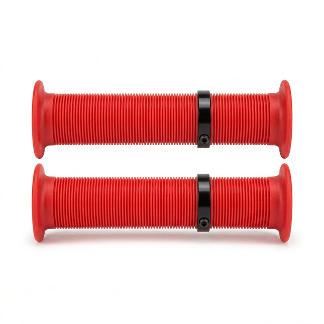 DEFIANT! Grips 147mm RED, Kratton rubber, open end with plugs