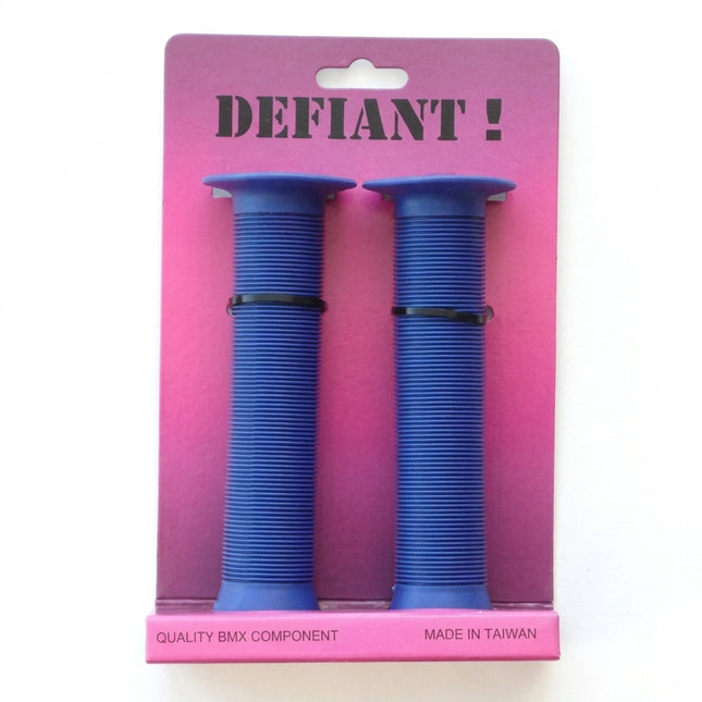 DEFIANT! Grips 147mm BLUE, Kratton rubber, open end with plugs