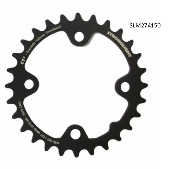 Stronglight Bicycle CHAINRING - MTB "STRONGLIGHT", 27T, 7075 CNC CT2 Black SRAM XX - X7 - 80mm BCD, 4 Hole for 10 Spd (Compatible with Chainring Bolt SL350134)