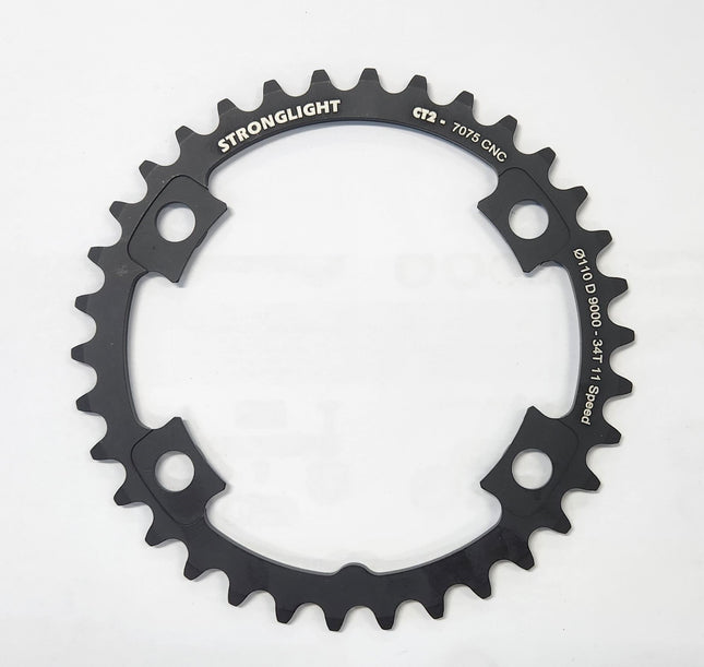 Stronglight Bicycle CHAINRING - ROAD "STRONGLIGHT", 34T, 7075 CNC Black CT2 Shimano Di29000 - 110mm BCD, 4B Hole for 11 Spd