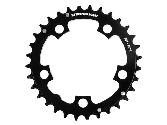 Stronglight Bicycle CHAINRING - MTB "STRONGLIGHT", 32T, 7075 CNC Black - 94mm BCD, 5 Hole for 9 Spd