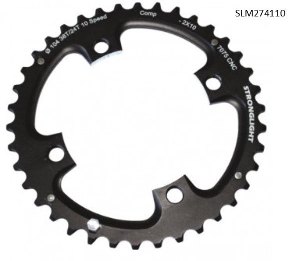 Stronglight Bicycle CHAINRING "STRONGLIGHT" MTB SRAM XO - 104BCD - 2x10 36T BK - 7075 9/10S DOUBLE OUT (USE with Chainring Bolt SL350134)