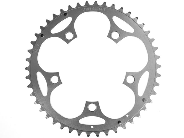 Stronglight Bicycle CHAINRING - ROAD "STRONGLIGHT", 46T, 5083 Silver - 110mm BCD, 5 Hole for 9/10 Spd (Does NOT have Pickup Points) 266015