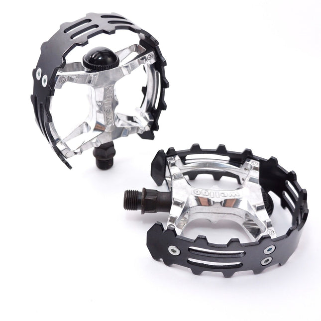 Wellgo PEDALS, BEAR TRAP, ALLOY, 1/2" cr-mo axle, BLACK alloy cage