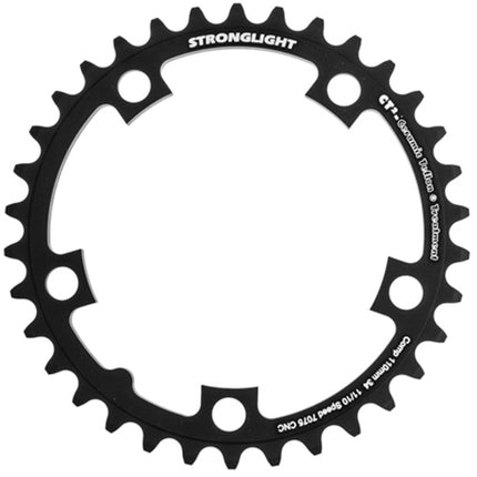 Stronglight Bicycle CHAINRING - ROAD "STRONGLIGHT", 34T, 7075 CNC Black CT2 - 110mm BCD, 5 Hole for 10/11 Spd