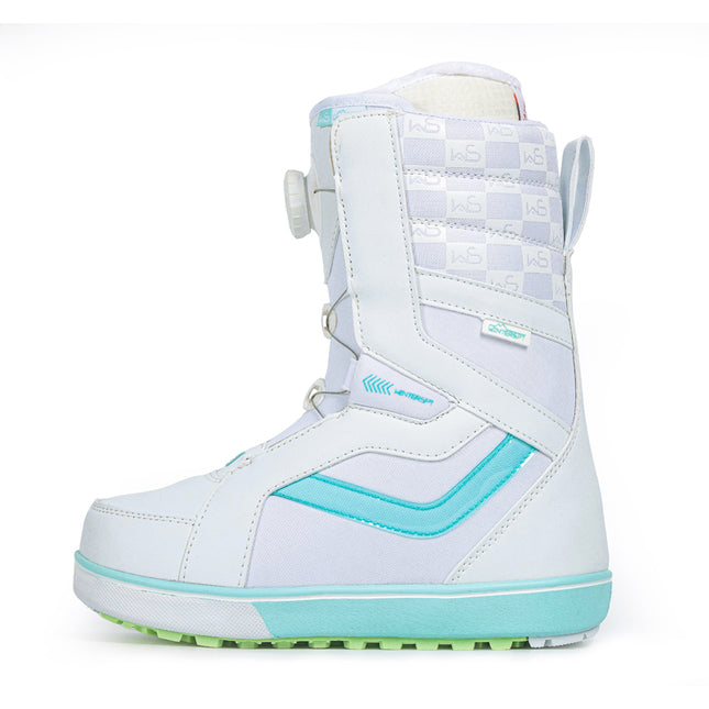 SNOWBOARD BOOTS - S6608 WHITE & TRANSPARENT BLUE (STEEL WIRE STYLE)