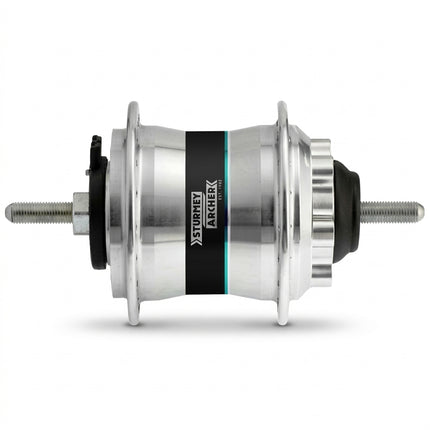 Sturmey Archer Front, 6 Bolt DISC Dynohub, 36H, OLD: 100mm. Nutted. 6V-2.4W, silver.