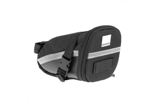 Sahoo 600D Saddle Bag with Velcro and Clip Strap 15 x 7.5 x 5cm - Black