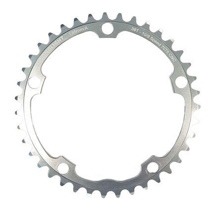 Stronglight Bicycle CHAINRING - ROAD "STRONGLIGHT", 39T, 7075-T6, SILVER, Campag 9/10spd - 135 BCD, 5 Hole to be used with SL350052 bolts