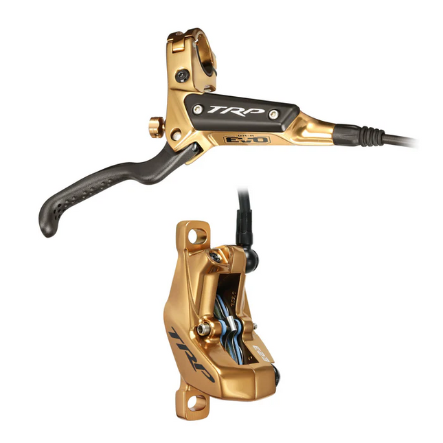 TRP Bicycle TRP DHR EVO REAR, Disc brake set, rear, for left hand, alloy, hydraulic 4-piston. HIGH POLISH GOLD (Uses 2.3mm Rotor Only - Rotor not included)