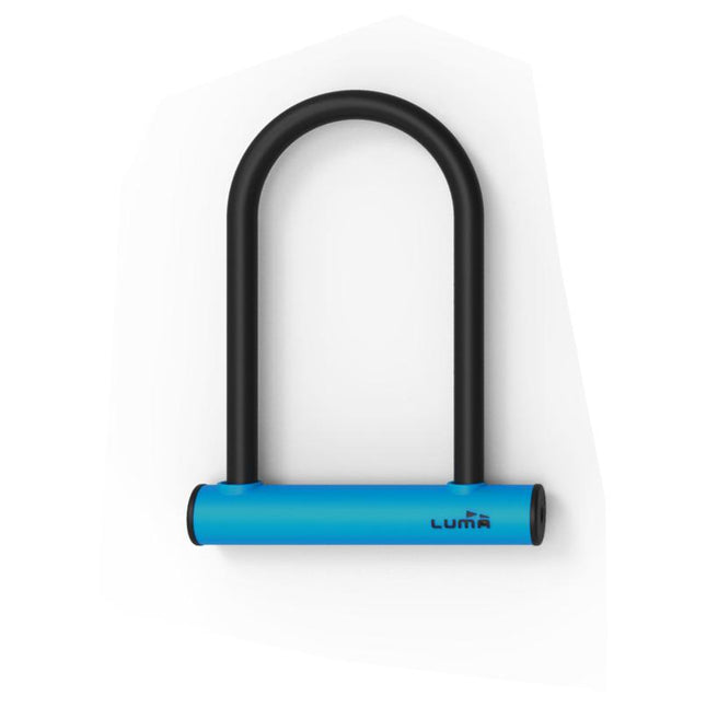 Luma Bicycle LUMA LOCK, U Shackle Key Lock 208mm high, 12mm bar thickness, 142mm Wide Blue Receiver, LUMA No1 lock brand in Spain