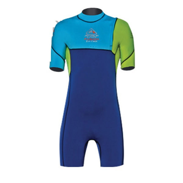 ADRENALIN Men's 2mm Neoprene Spring Suit Wetsuit with Color Block Pattern Blue/Green/Cyan for Watersports and Surfwear