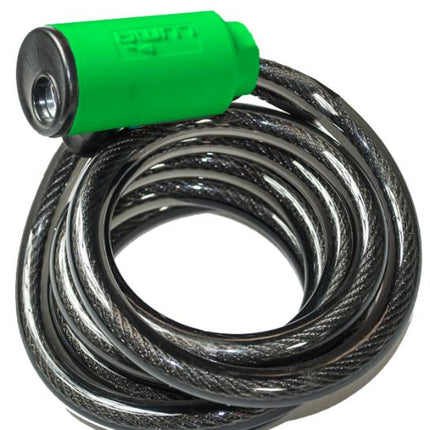 Luma Bicycle Lock with Green Highlights, Cable 12mm x 1850mm, key lock, LUMA No1 lock brand in Spain (No Mounting Bracket)
