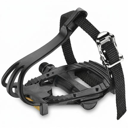 VP PEDALS, BLACK, 9/16 axle, P.P, inc Toe clip & straps