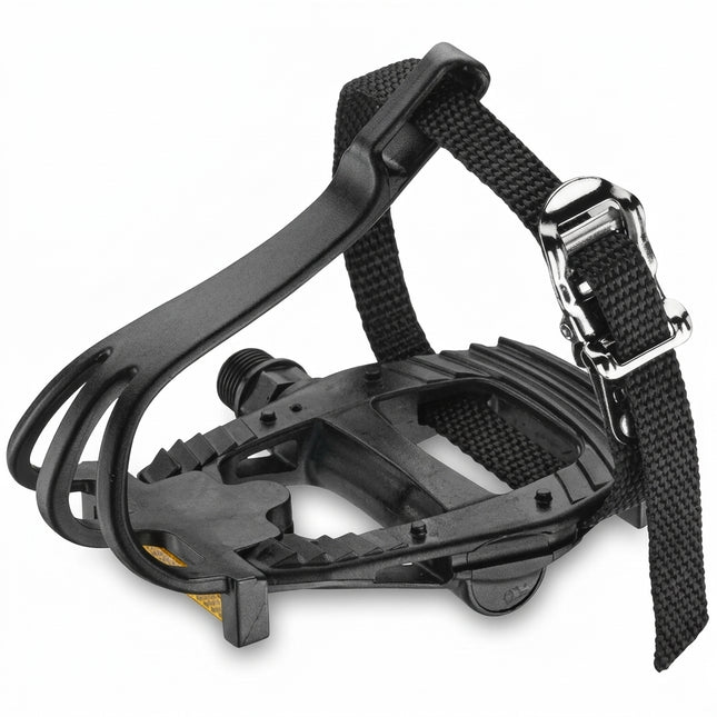 VP PEDALS, BLACK, 9/16 axle, P.P, inc Toe clip & straps