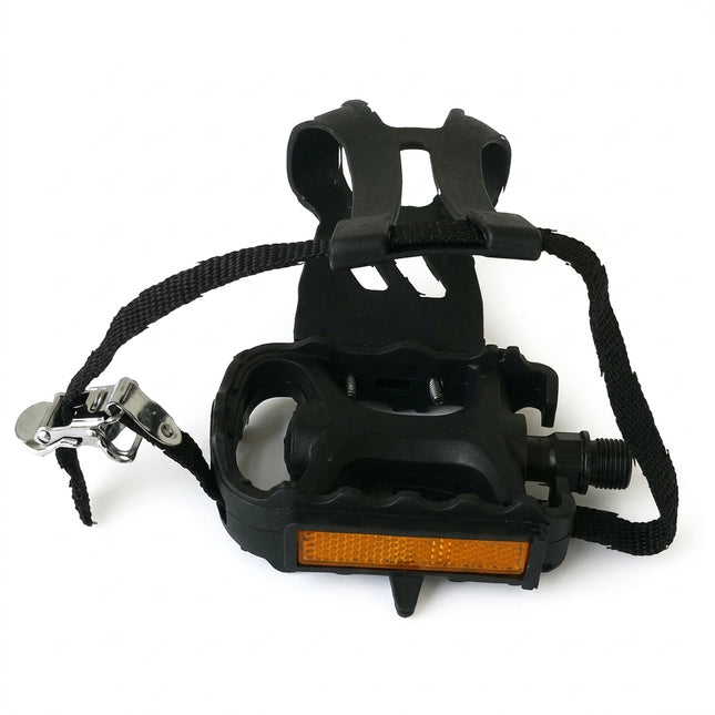 VP PEDALS 9/16" MTB, PP Body, BLACK, w/Toe clip & Strap