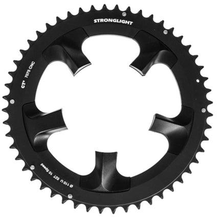 Stronglight Bicycle CHAINRING - ROAD "STRONGLIGHT", 52T, 7075 CNC Black CT2 - 110 BCD, 5 Hole for 10 Spd for Shimano Ultegra 6750