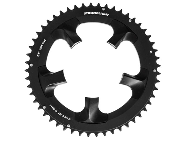 Stronglight Bicycle CHAINRING - ROAD "STRONGLIGHT", 52T, 7075 CNC Black CT2 - 110 BCD, 5 Hole for 10 Spd for Shimano Ultegra 6750