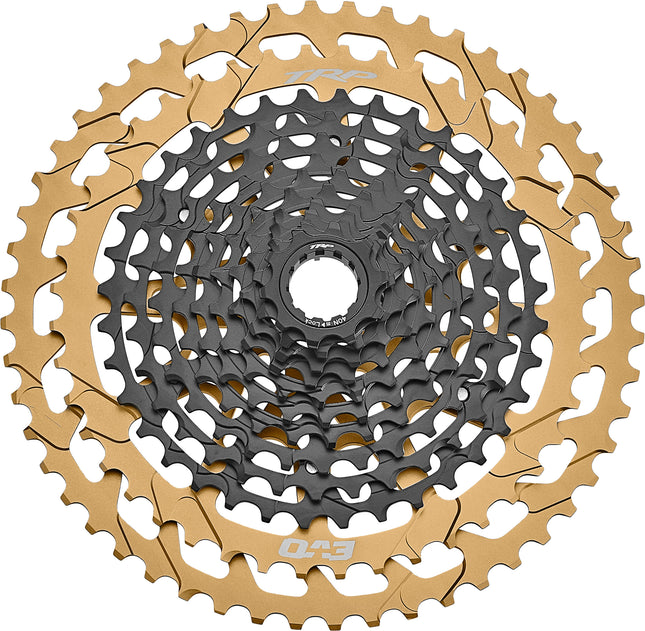TRP Bicycle TRP Cassette CS-M9050-12 EVO, 12 speed, 10-52T, Black/Gold Microspline driver 370g!