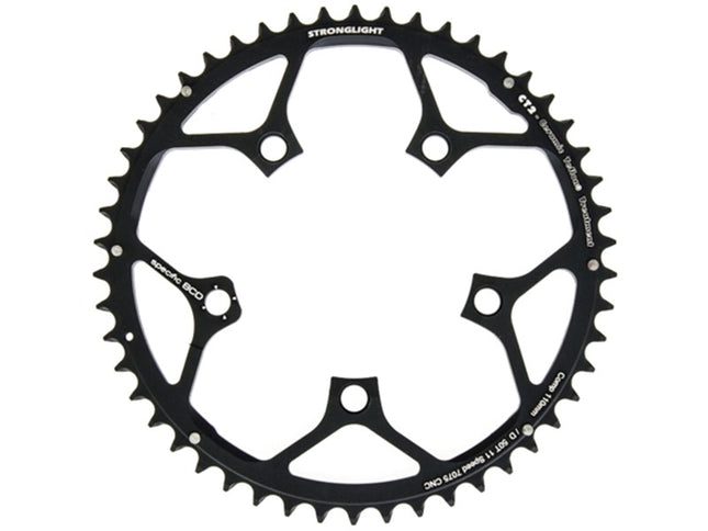 Stronglight Bicycle CHAINRING - ROAD "STRONGLIGHT", 50T, 7075 CNC Black CT2 CAMPAG - 110mm BCD, 5 Hole for 11 Spd