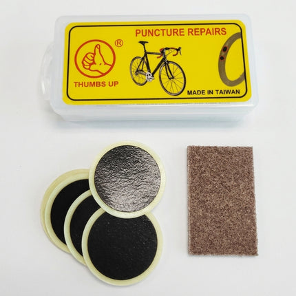 Glueless Puncture Repair Kit (sold individually) each kit contains qty6 adhesive 25mm round patches & qty1 sandpaper