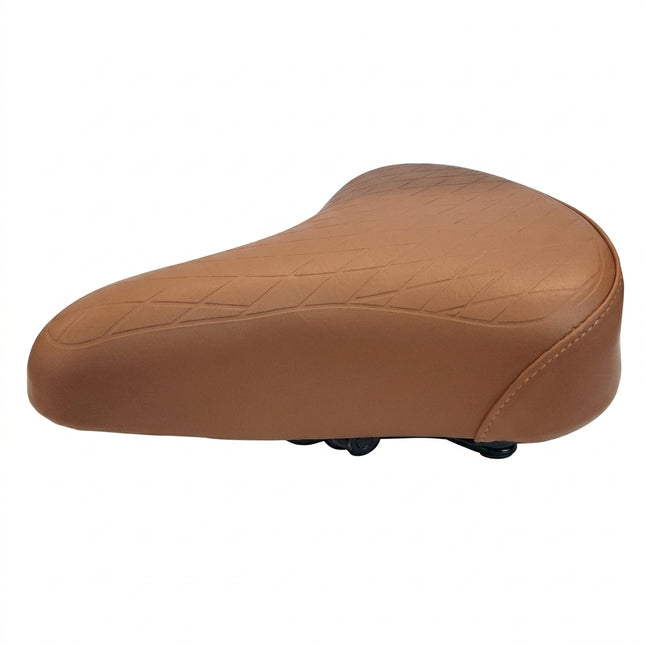 SADDLE Ladies Retro, 250mm x 190mm, Vinyl Quilted Top, Dual Coil Springs, BROWN