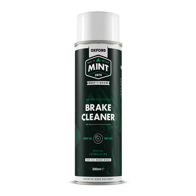Oxford Bicycle BRAKE CLEANER - Oxford Mint Brake Cleaner 500ml, efficiently removes build-up of brake dust and dirt leaving a decontaminated surface. It’s acetone-free and safe on rubber components