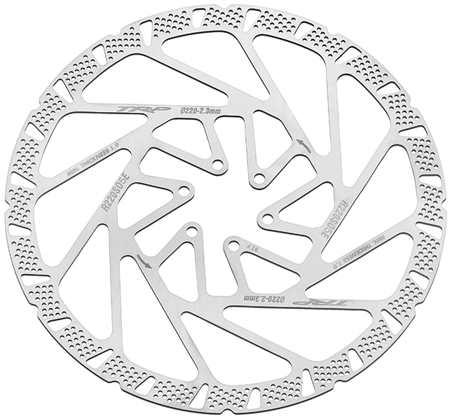 TRP Bicycle TRP 220mm RACE ROTOR - 2.3mm Thick, 6 Bolt, (With Rust-Blocker Treatment) - High Heat Dispersion and Tolerance