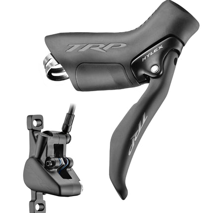TRP Bicycle Hylex Hydraulic Disc Brake set with drop bar lever, right hand front, post mount, 1900mm hose, extra olive and barb included
