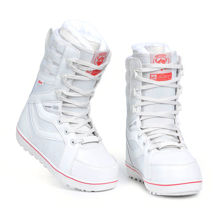 SNOWBOARD BOOTS - W3000 WHITE AND BLACK LACE-UP STYLE