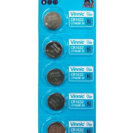 Vinnic CR1632 3V Lithium Button Cell Batteries - 5 Pack