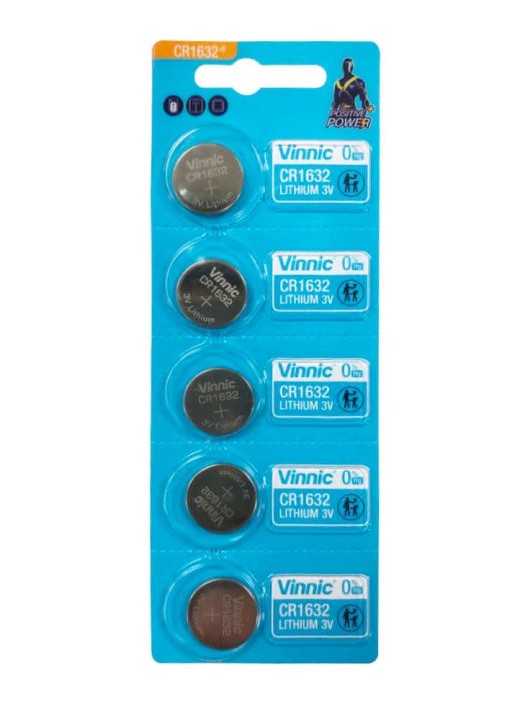 Vinnic CR1632 3V Lithium Button Cell Batteries - 5 Pack