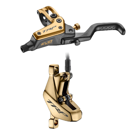 TRP Bicycle TRP DHR EVO PRO FRONT, Disc brake set, front, for right hand, alloy, hydraulic 4-piston. GOLD (Uses 2.3mm Rotor Only - Rotor not included)