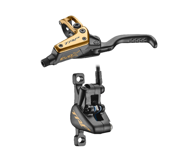 TRP Bicycle TRP DHR EVO X REAR, Disc brake set, rear, for left hand, alloy, hydraulic 2-piston. GOLD (Uses 1.8mm Rotor Only - Rotor not included)